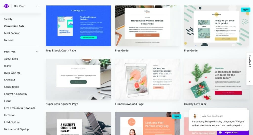 avis leadpages liste template landing page