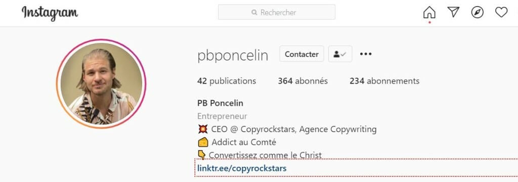 inserer lien bio insta