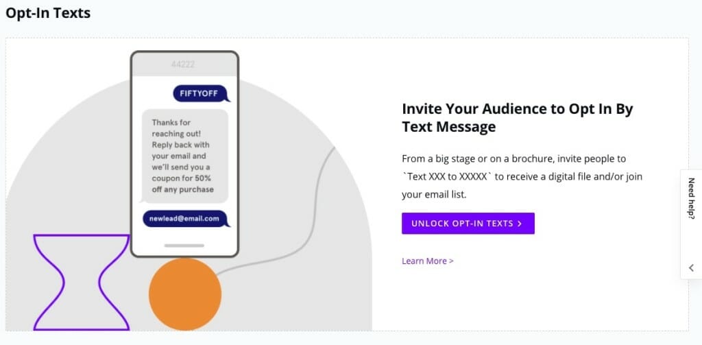 leadpages sms opt in text message