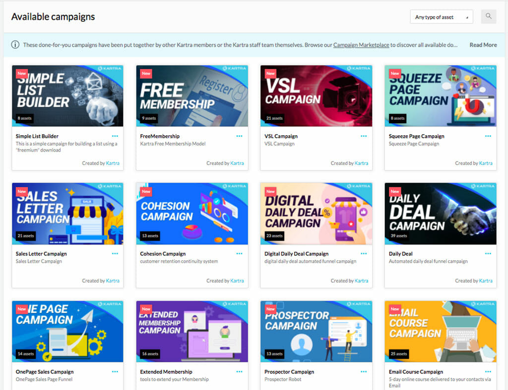 configurer campagnes marketing kartra
