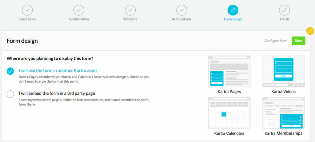design formulaire pop up test kartra