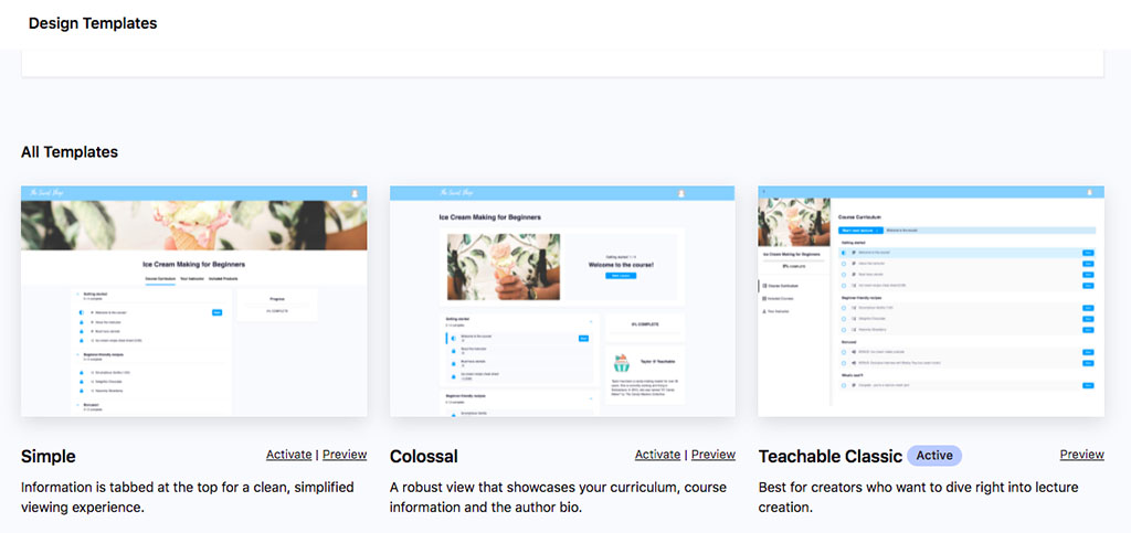 design templates teachable