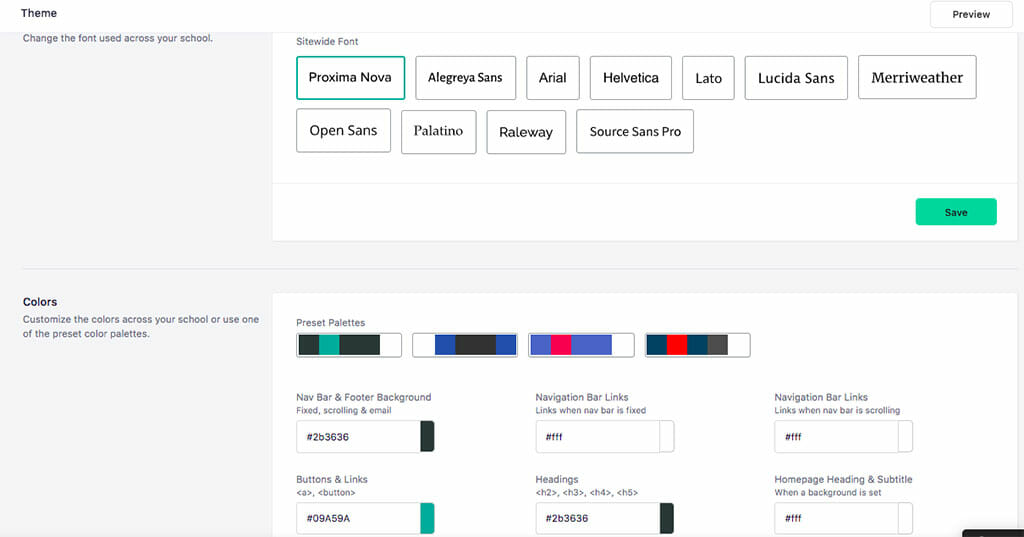 gestion modifier theme teachable