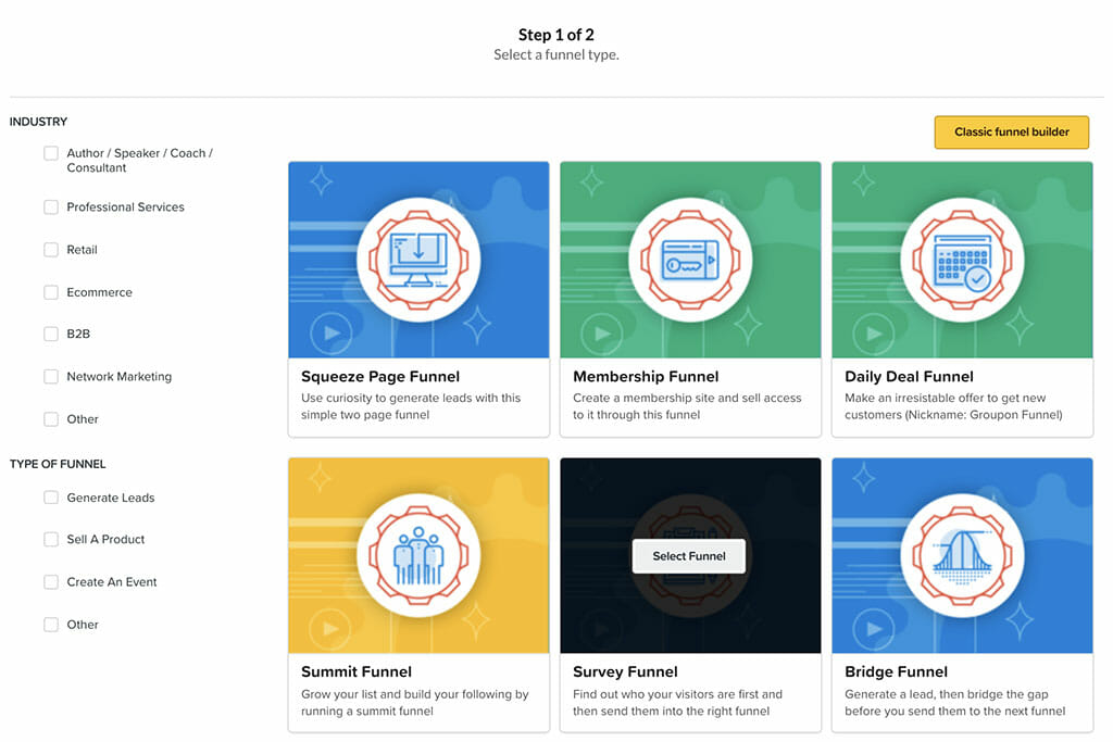 liste funnels clickfunnels