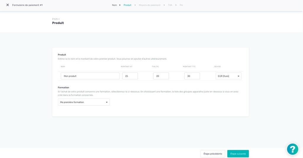parametrage prix produit