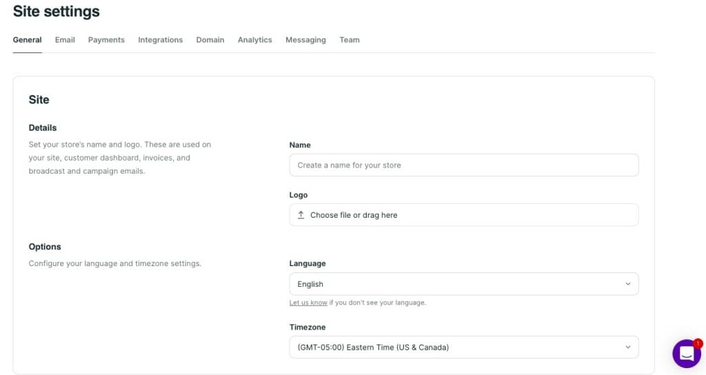 parametrage site global integration podia