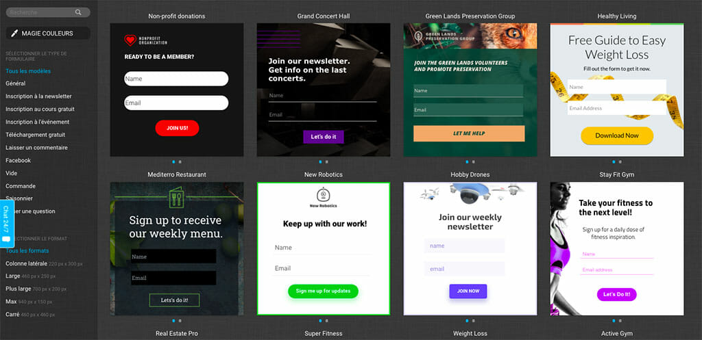 formulaires capture email Getresponse