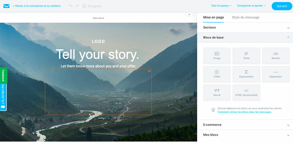 mise en page builder Getresponse