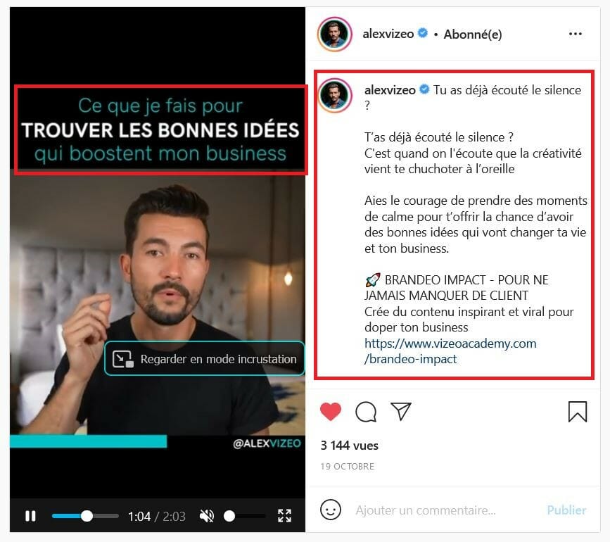 description titre igtv alex vizeo