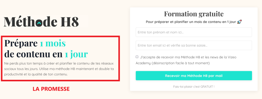 bloc promesse page capture squeeze