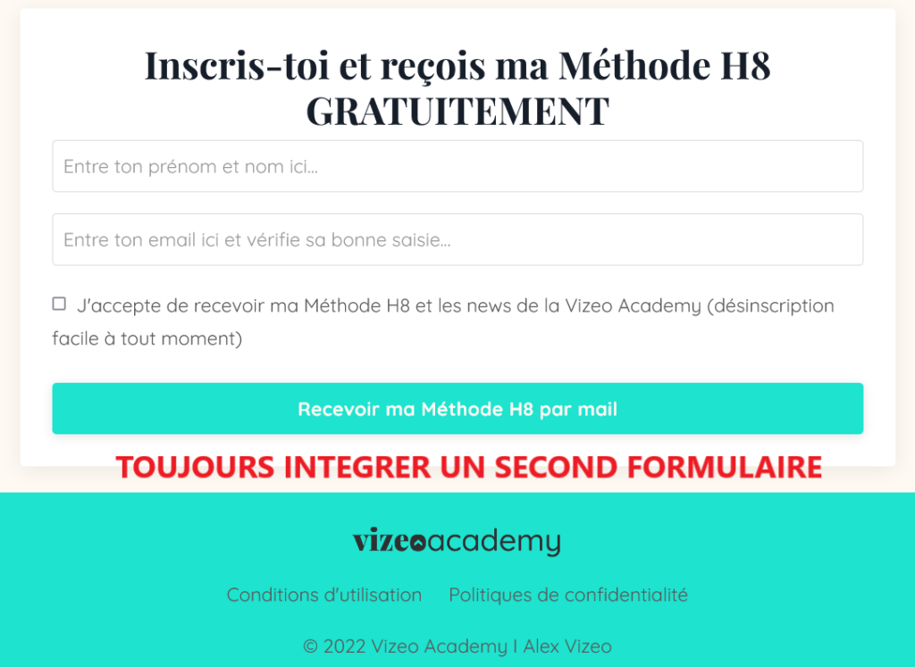 formulaire email page capture