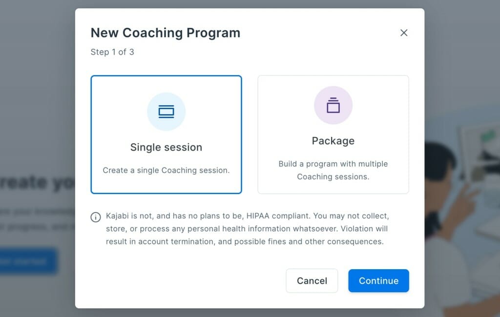 gestion programme coaching kajabi