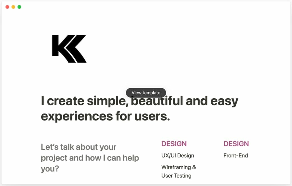 creer portfolio en ligne gratuitement avec notion