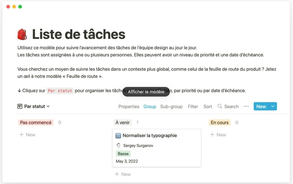 template notion gestion de projet
